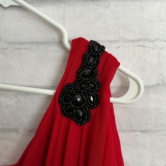 Sweet Storm Red One Shoulder Chiffon Dress, Small, Pre-owned - Picture 3 of 4